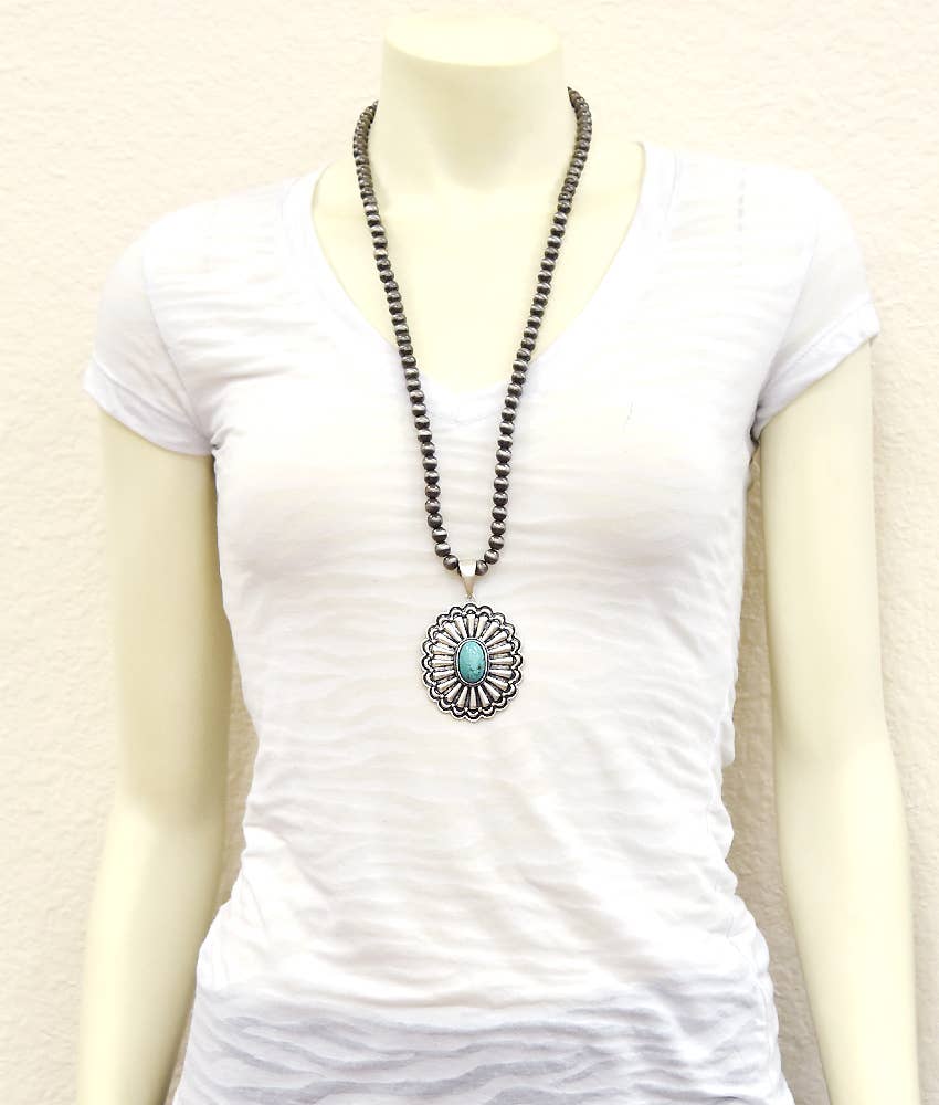 Long Navajo Concho Necklace