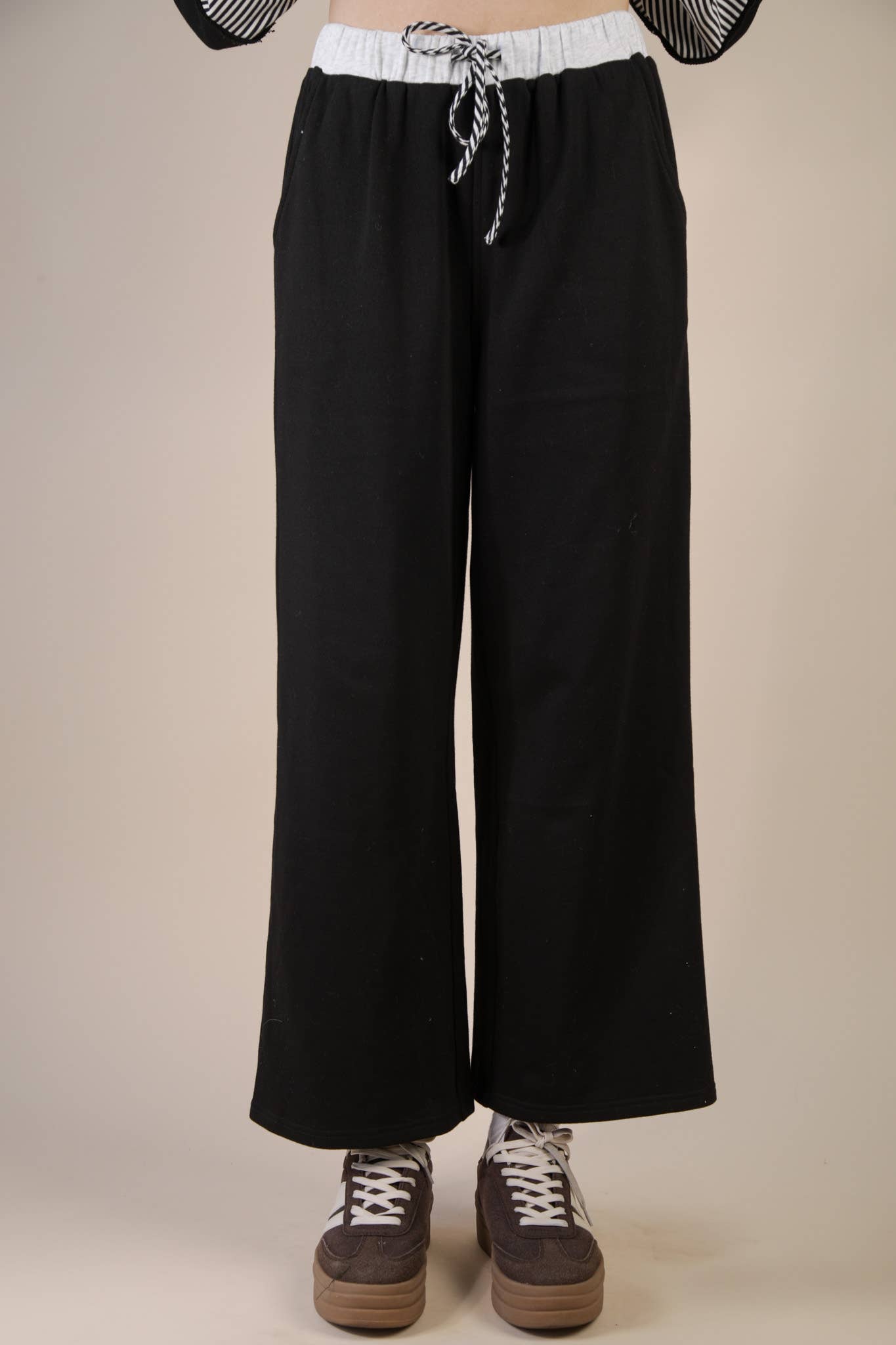 Color Block Casual Knit Top & Pants Set