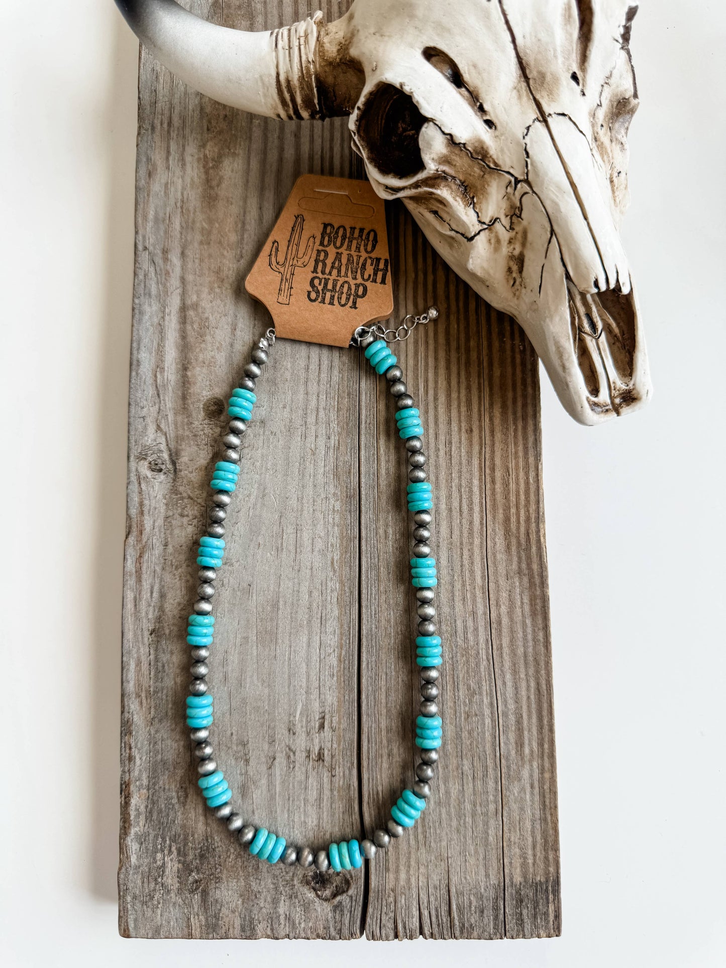 Western Navajo Style Pearl with Stone Necklace