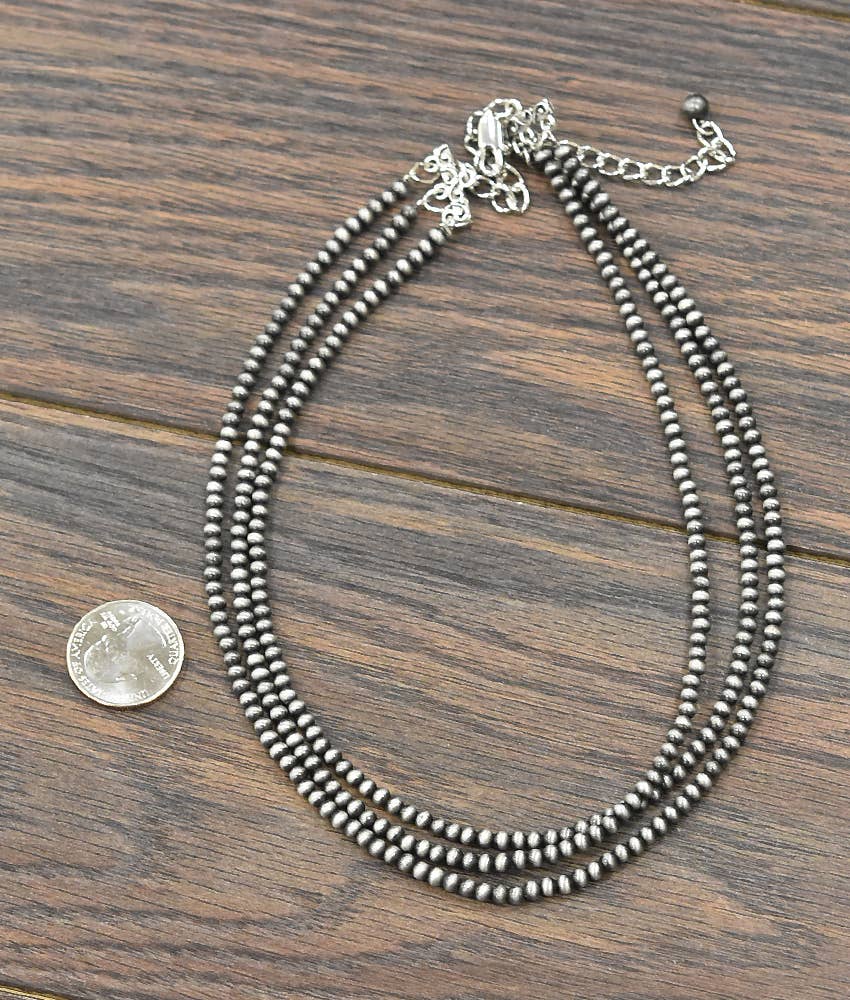17" 3-strand 4mm Navajo Bead Necklace