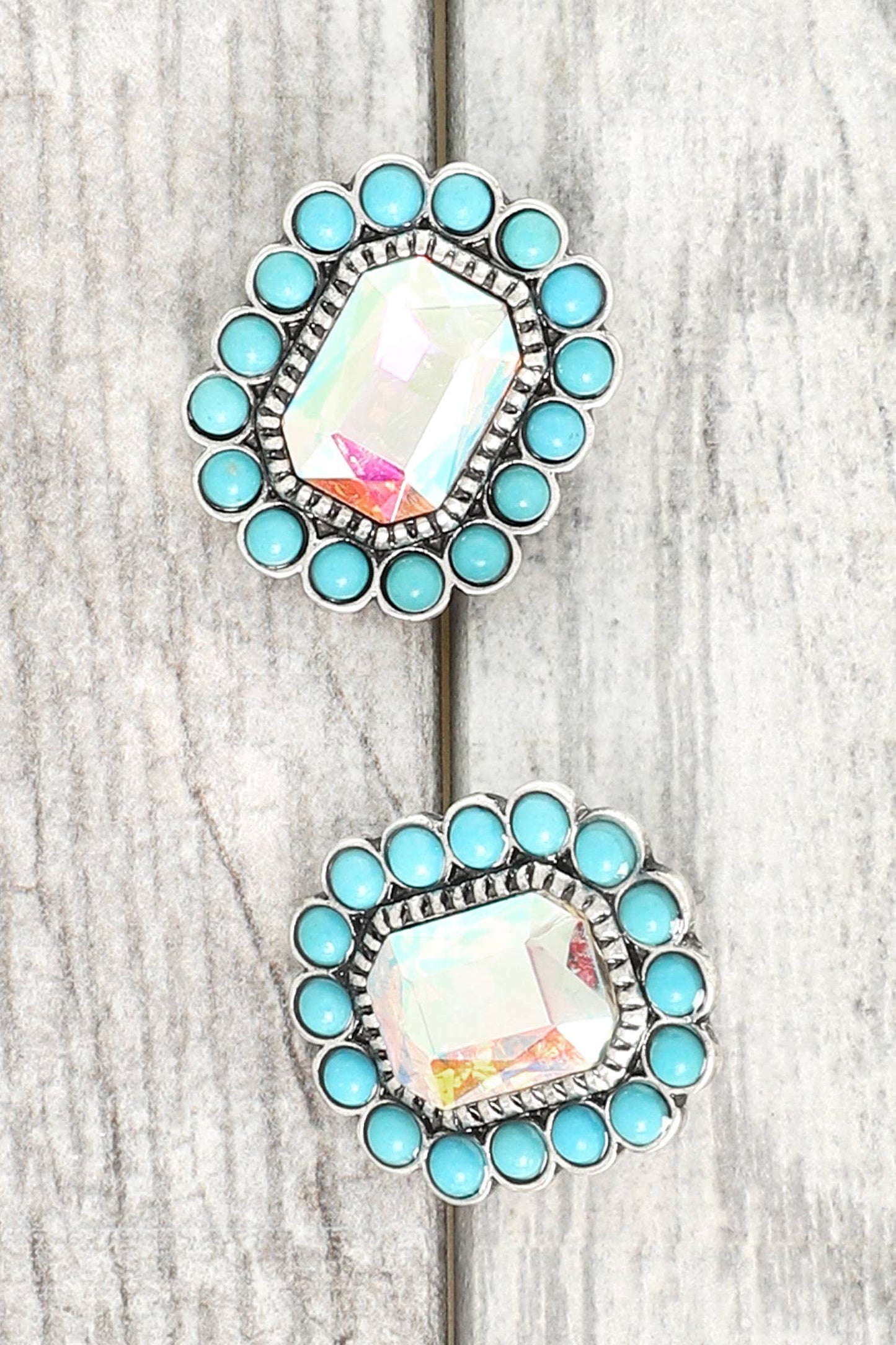 Western Turquoise Octagon Earrings