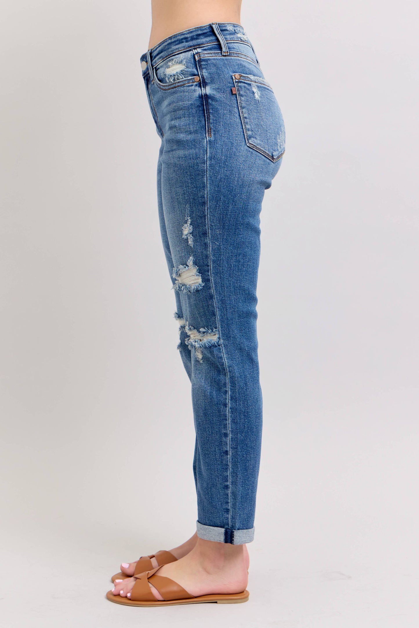 Judy Blue Vintage Wash Boyfriend Fit W/ Destroy