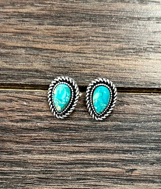 Drop Gemstone Stud Earrings