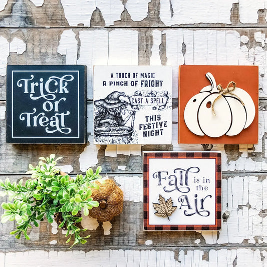 Fall Mini Block Tiered Tray Signs