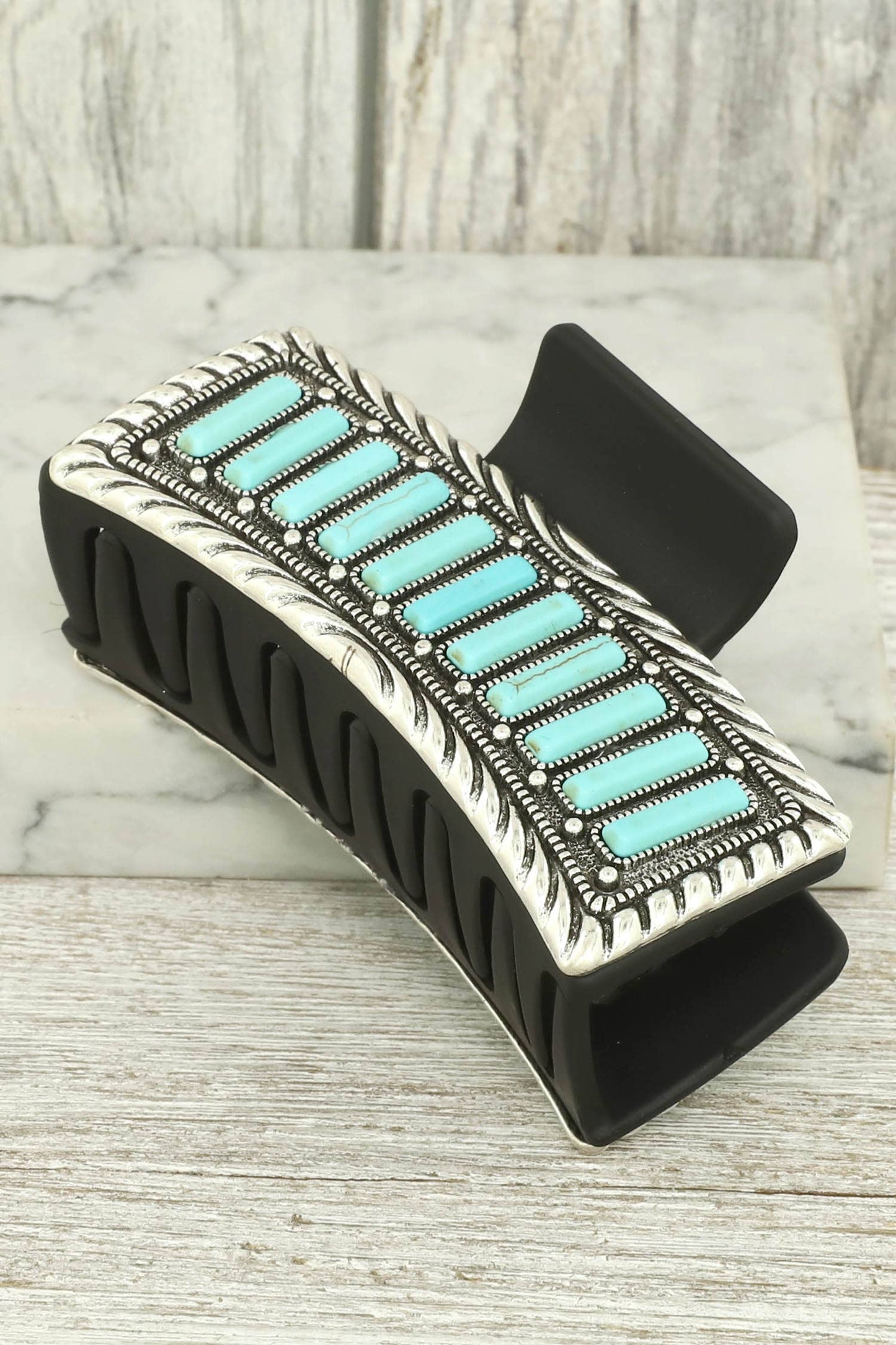 Western Turquoise Bar Embellished Hair Claw Clip