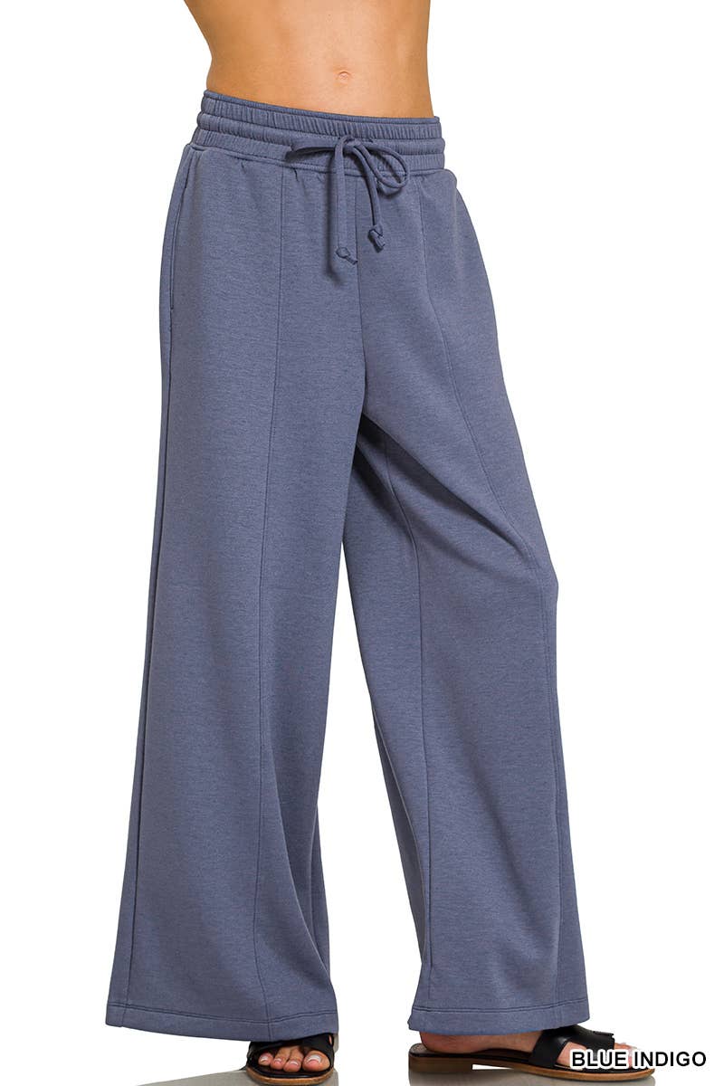 Scuba Drawstring Wide Leg Pants w/ Pockets
