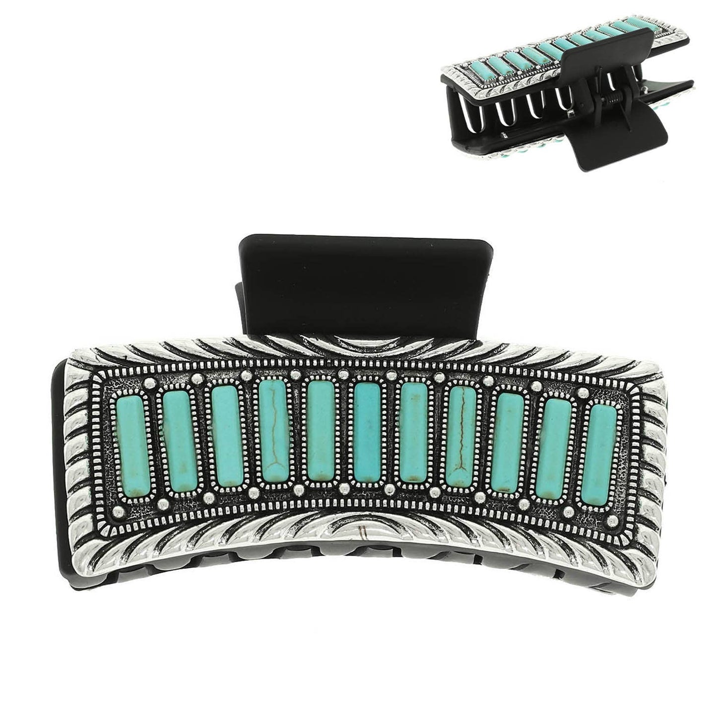 Western Turquoise Bar Embellished Hair Claw Clip