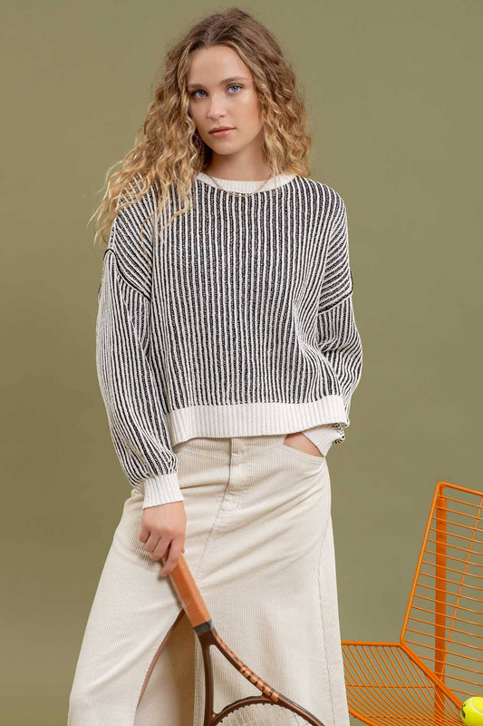 TEXTURED CREWNECK SWEATER