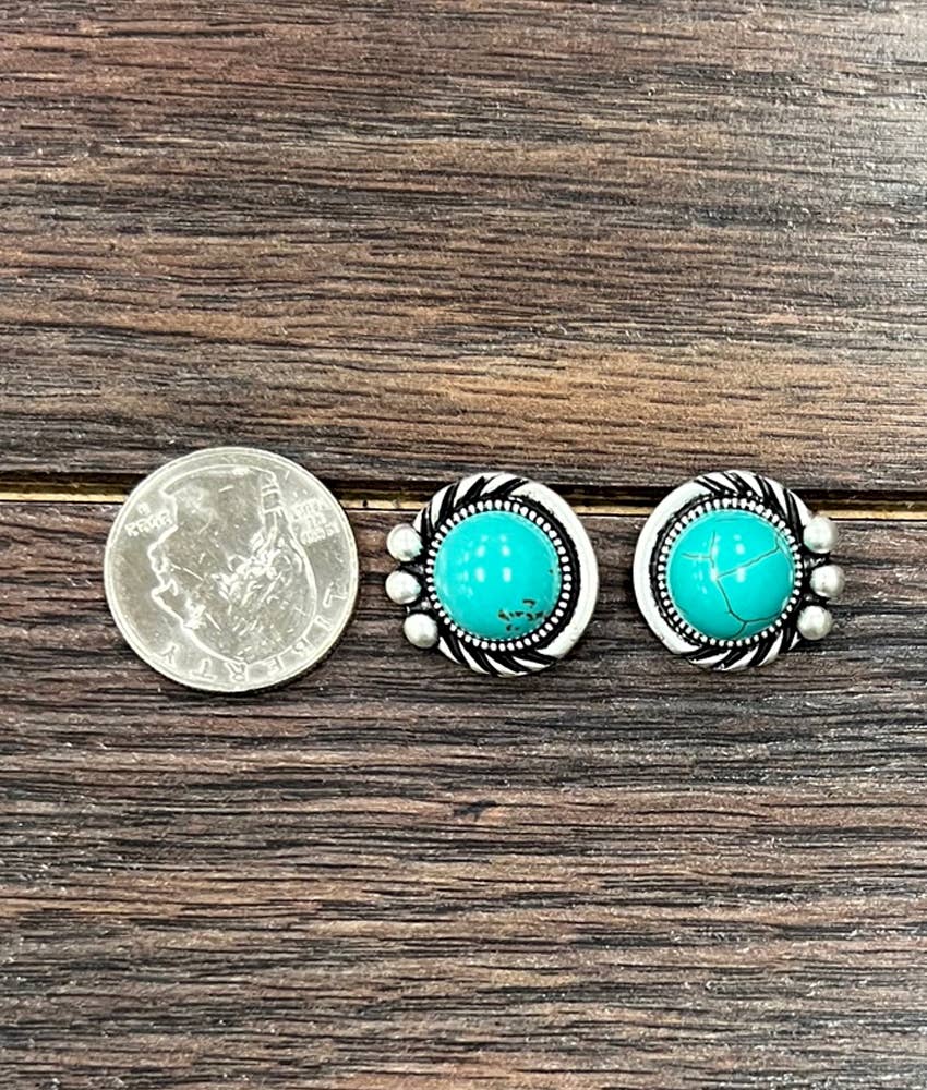 Round Turquoise Stud Earrings