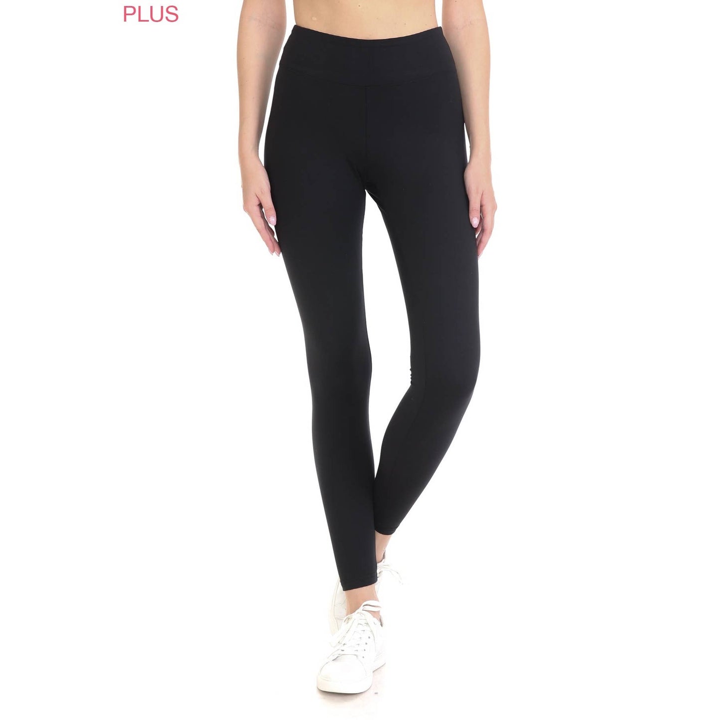 Plus Size 3" Yoga Band Premium Solid Activewear Leggings