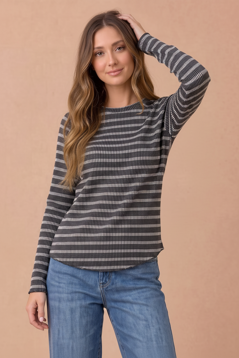 Striped Ribbed Knit Top