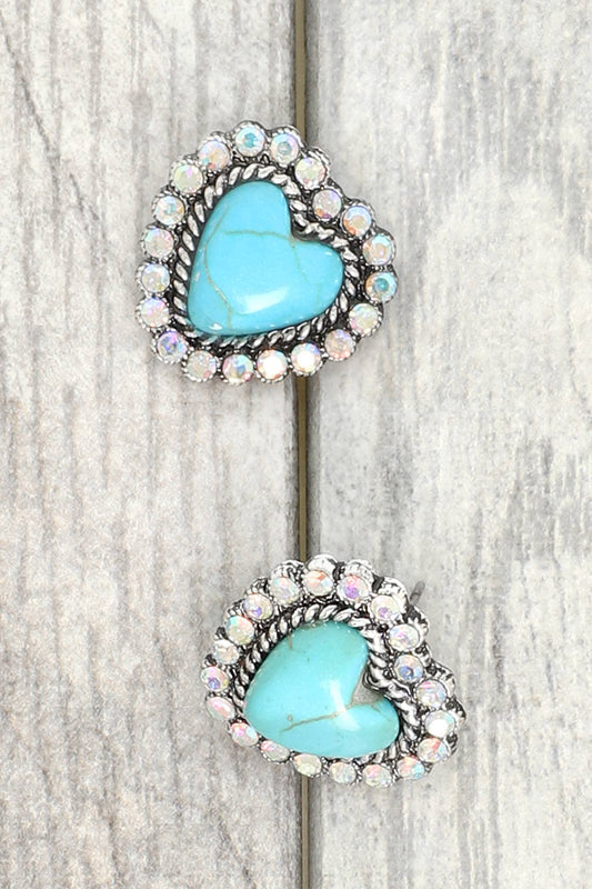 Western Navajo Turquoise  Heart Earrings