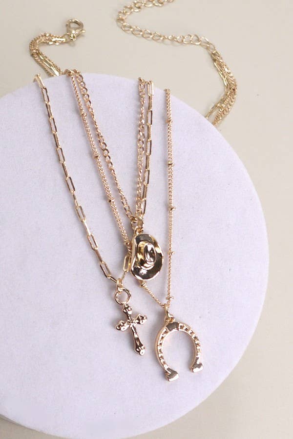 Three Layered Cross Necklace