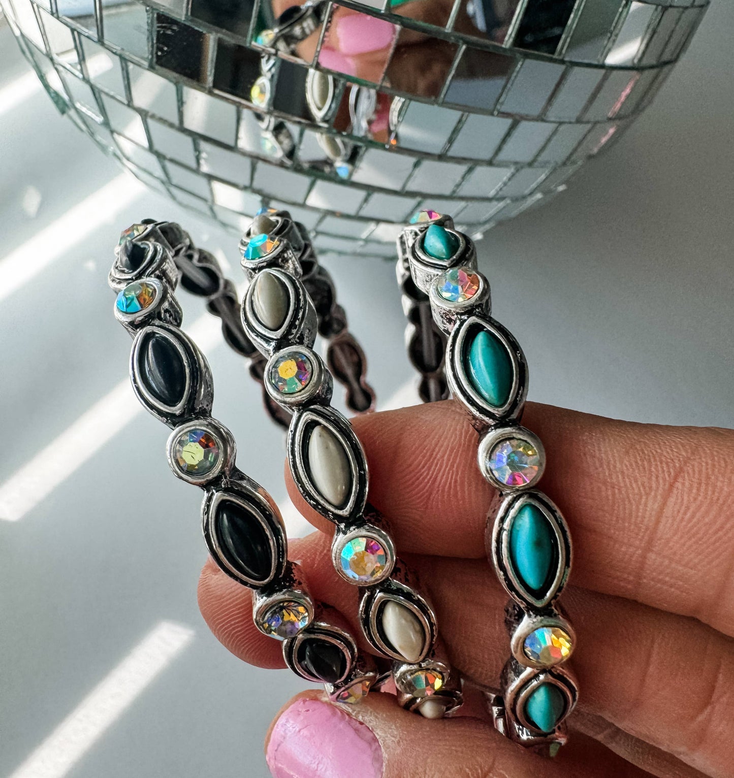 Western Style Stone Stretch Bracelet AB Stone 