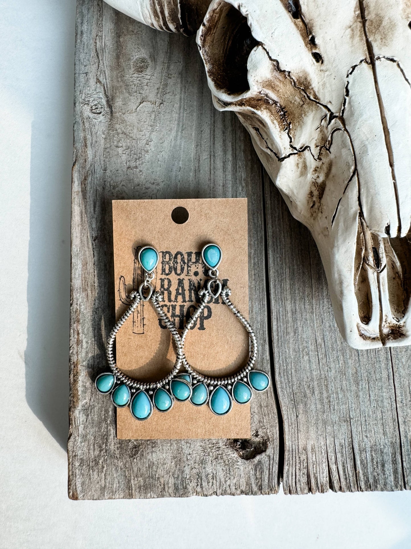 Western Teardrop Stone Stud Earrings