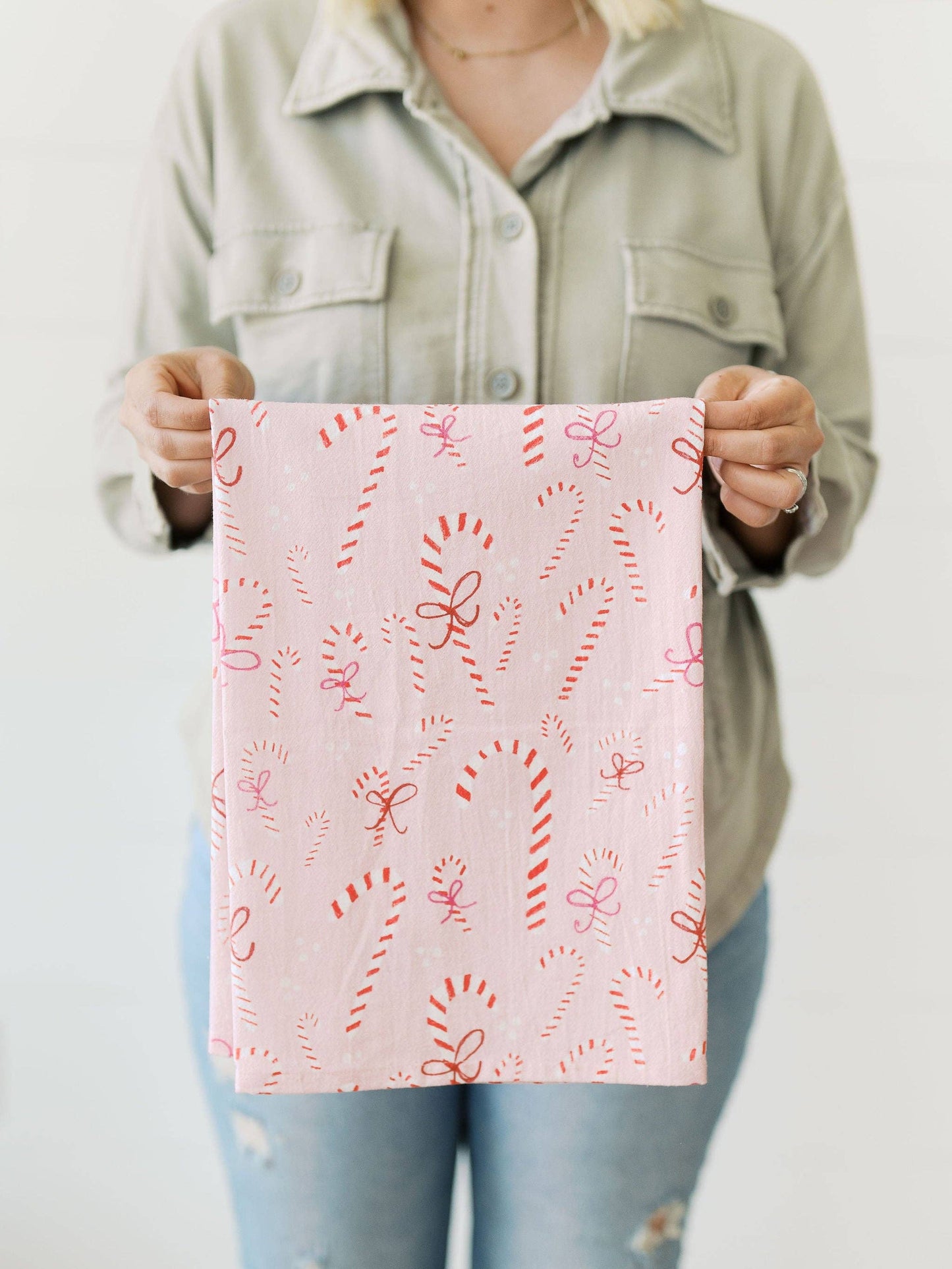 Candy Cane Full Pattern Flour Sack Towel
