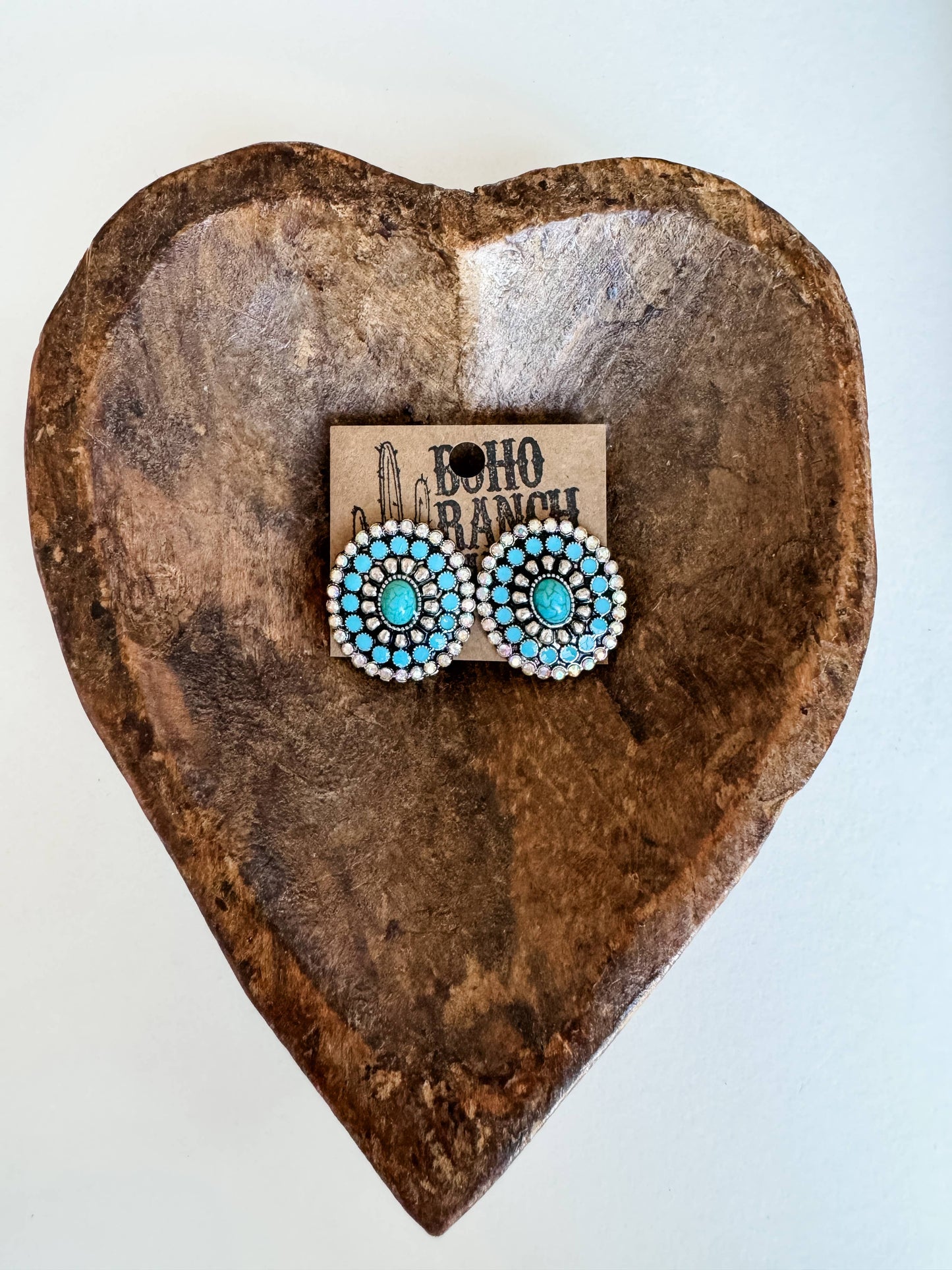 Western Stone Drop Stud Earrings - heart oval teardrop