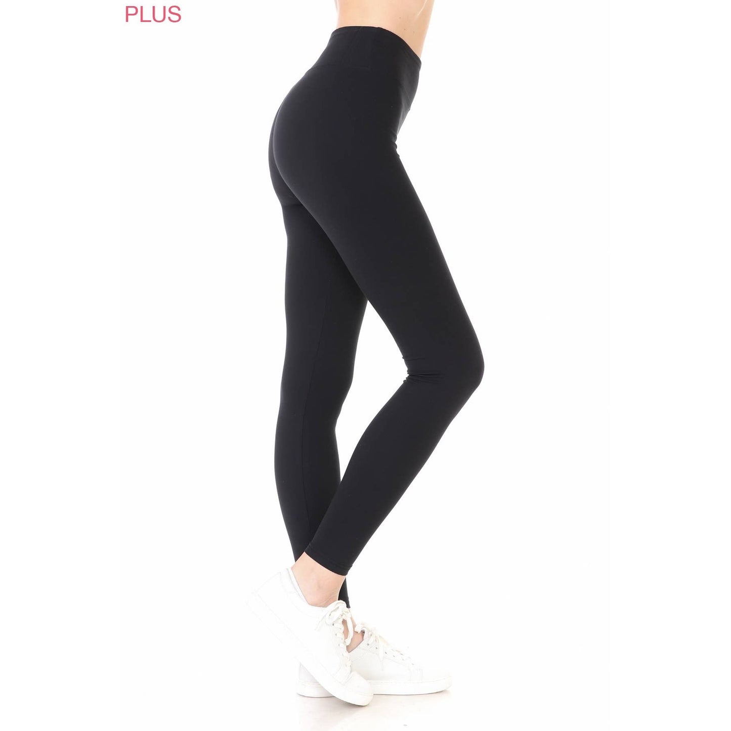 Plus Size 3" Yoga Band Premium Solid Activewear Leggings