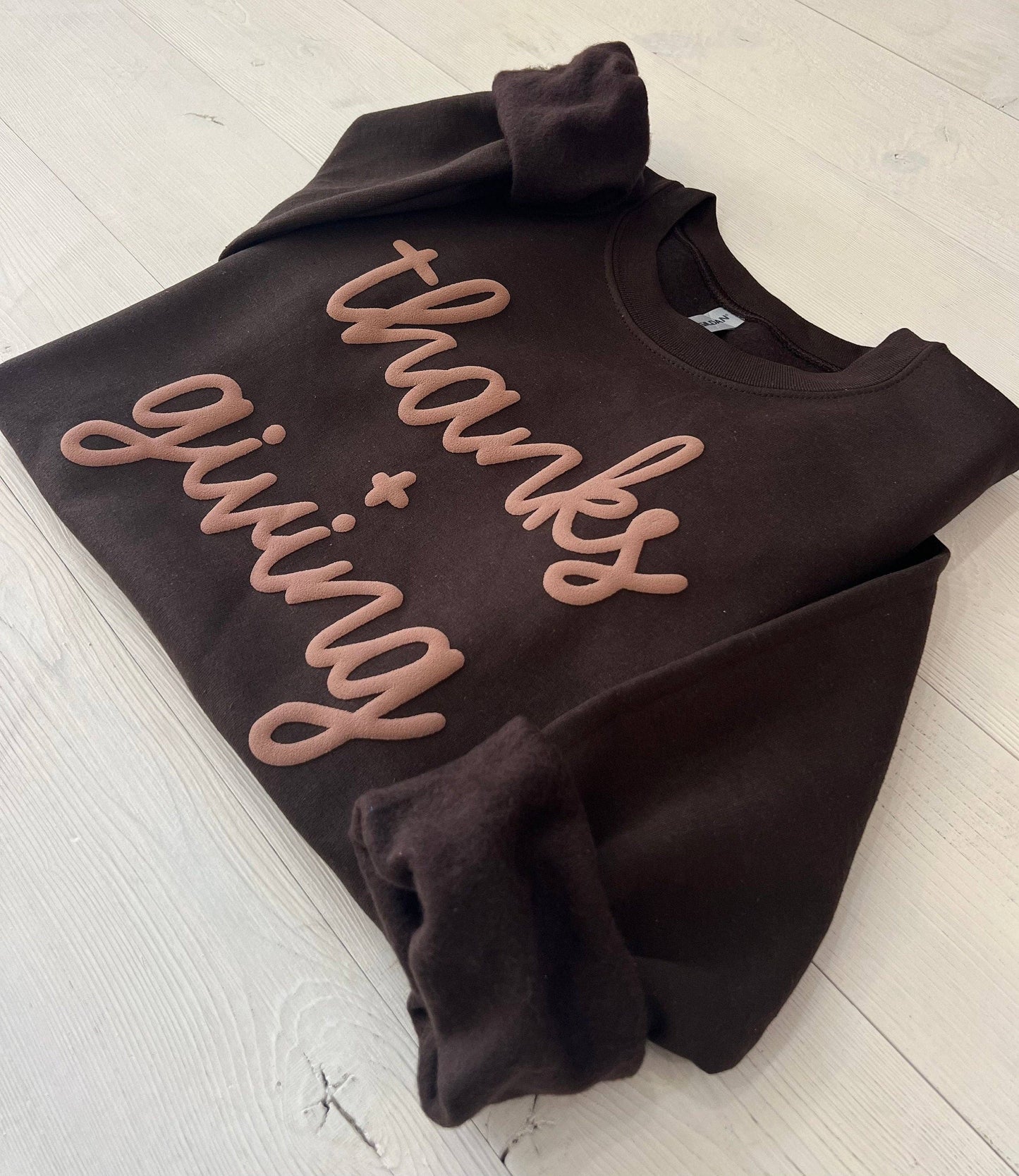 Embossed Thanks + Giving Crewneck Sweatshirt