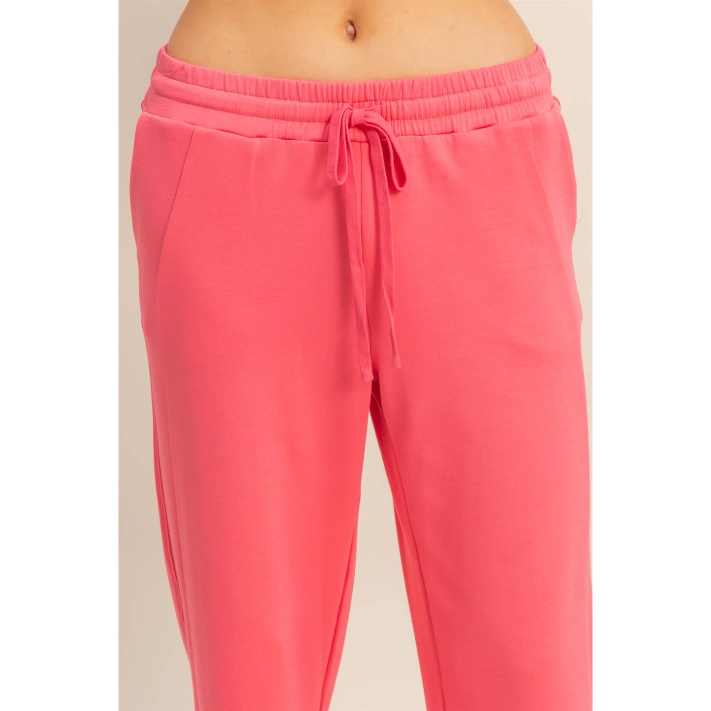 Scuba Knit High-Waist Wide-Leg Drawstring Sweatpants