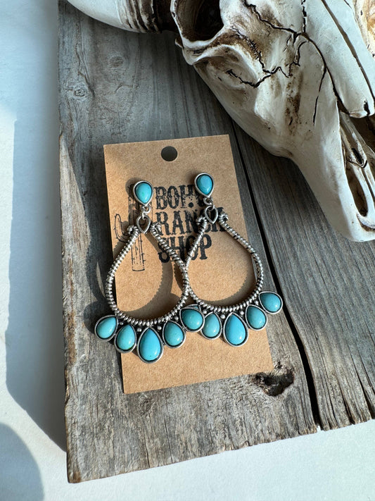 Western Teardrop Stone Stud Earrings