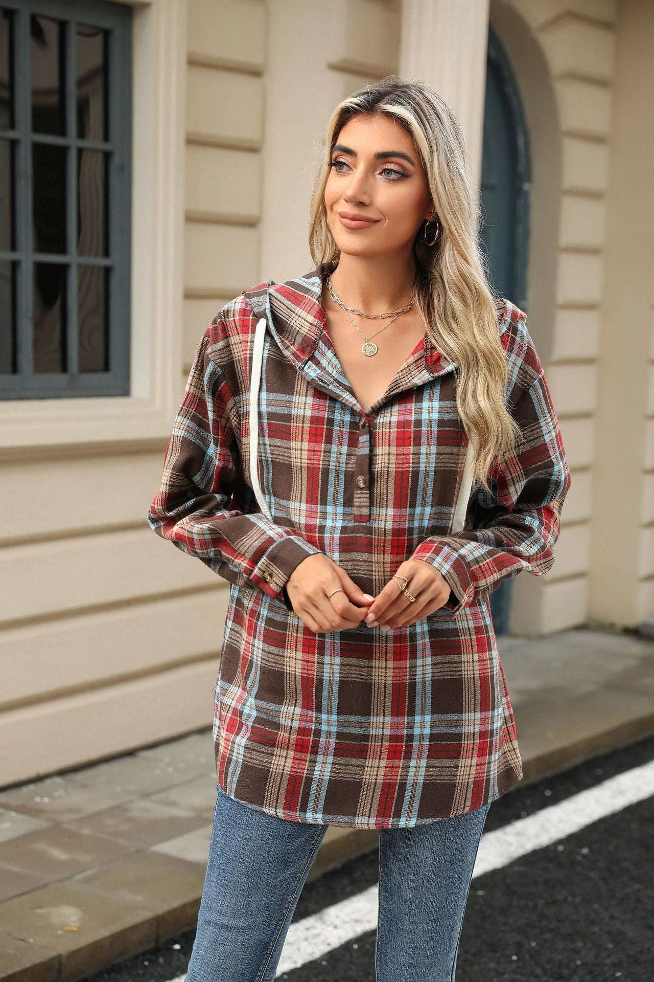 Hooded Flannel Top