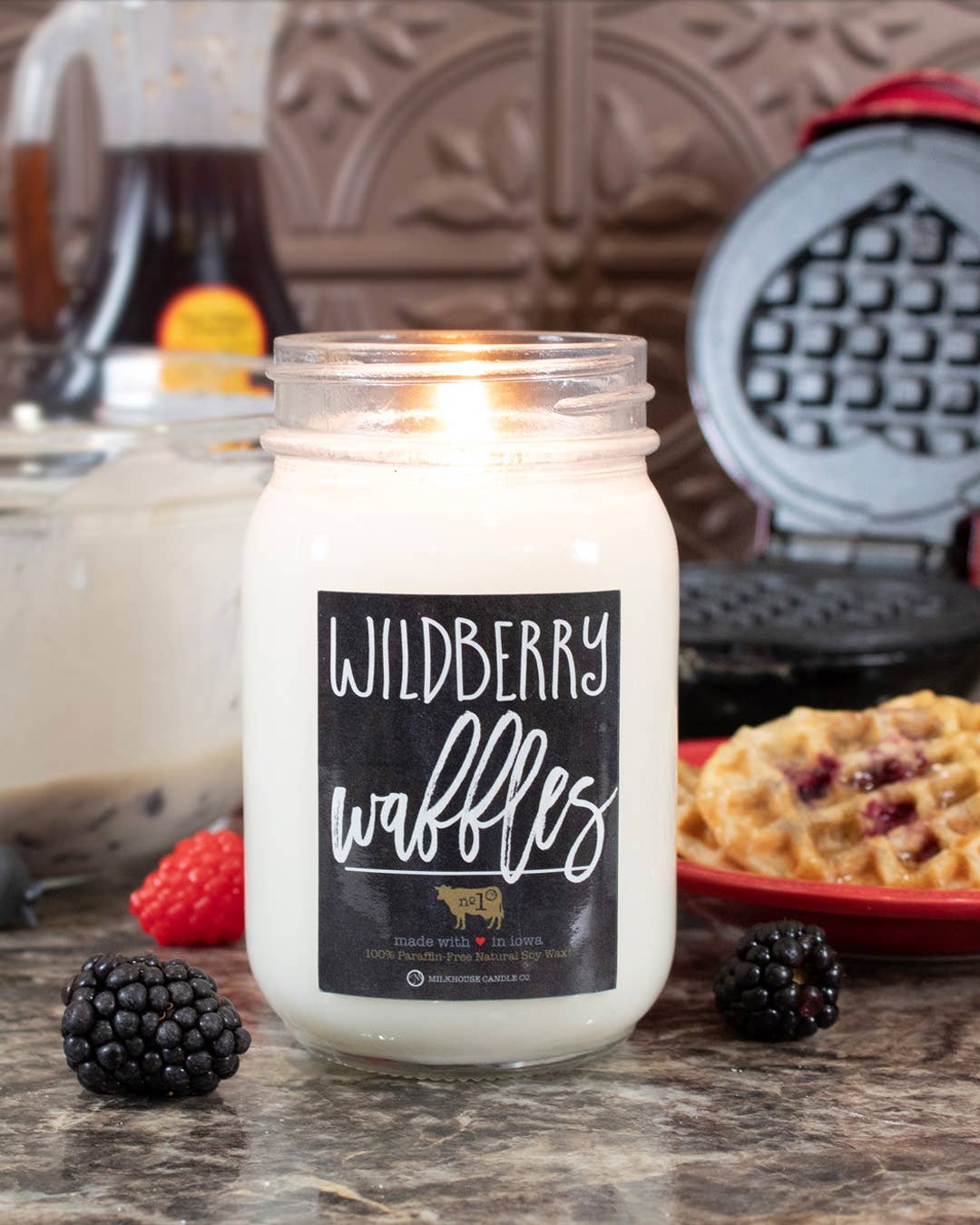 13 oz Mason Jar Candle: Wildberry Waffles