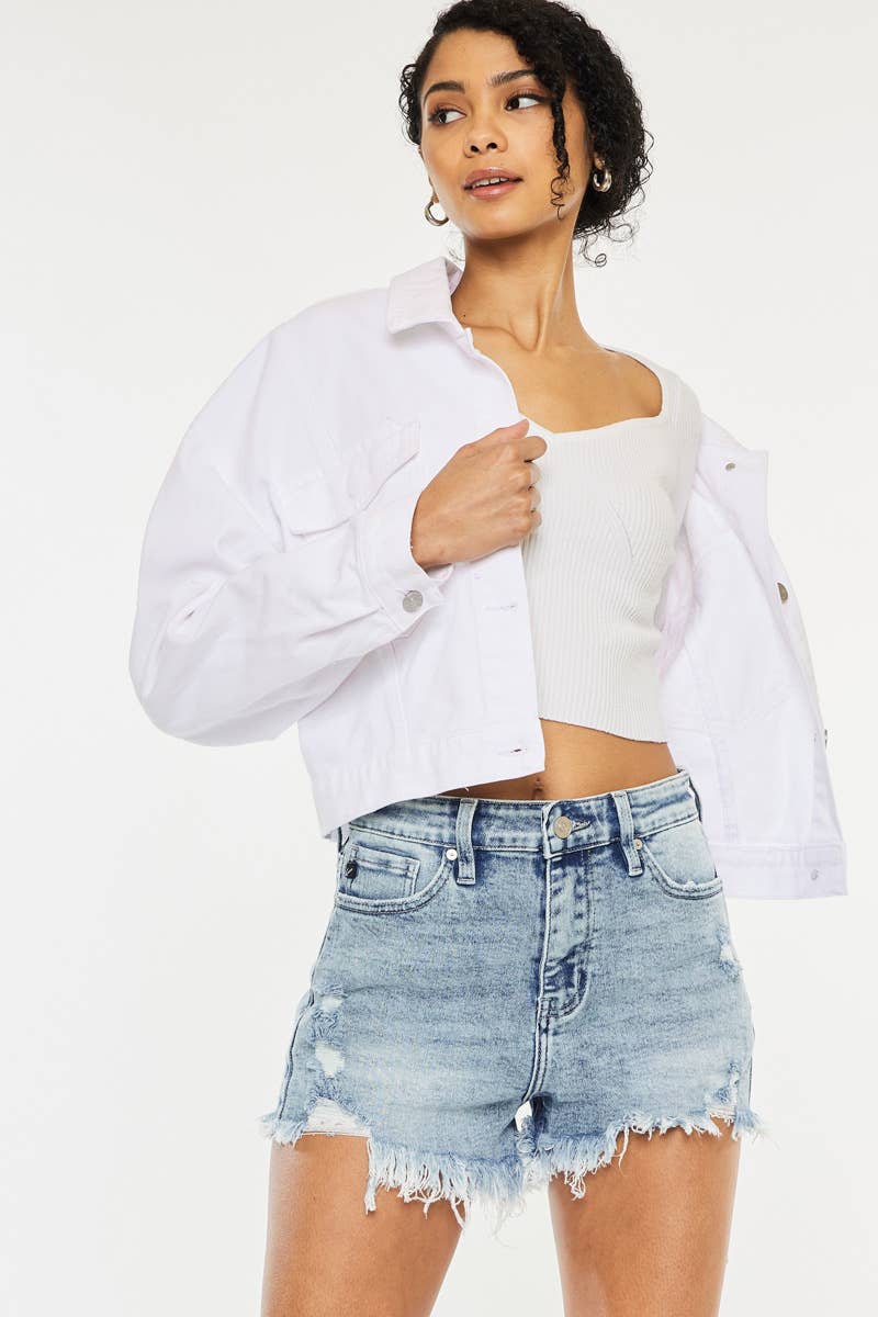 Kancan High Rise Frayed Hem Shorts