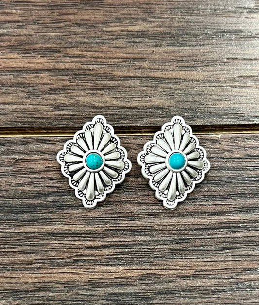 Brass Concho Stud Earrings