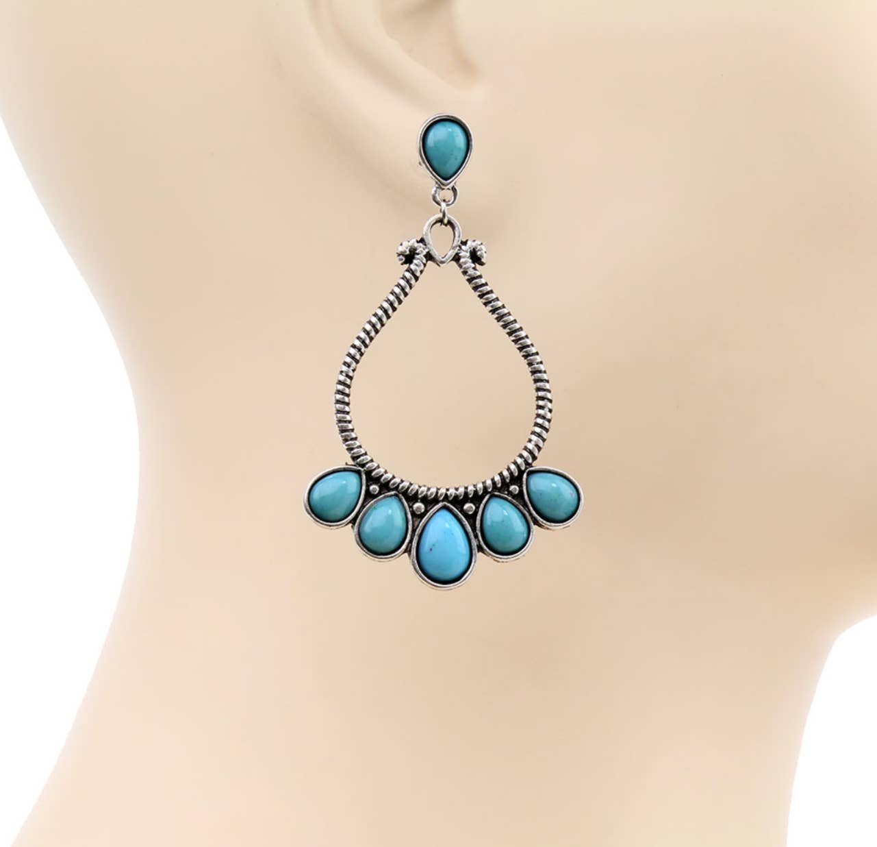 Western Teardrop Stone Stud Earrings