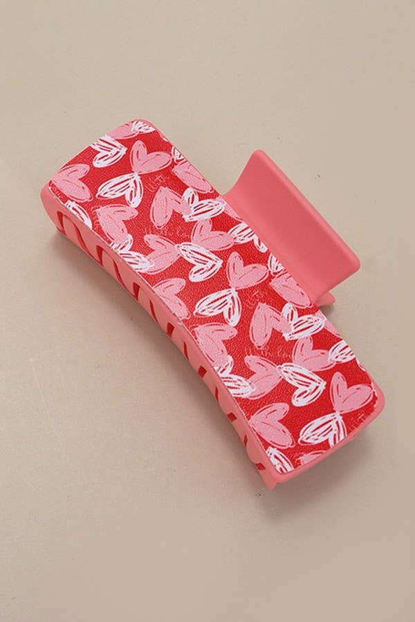 VALENTINE'S GIFT RECTANGLE HEART HAIR CLAW CLIPS