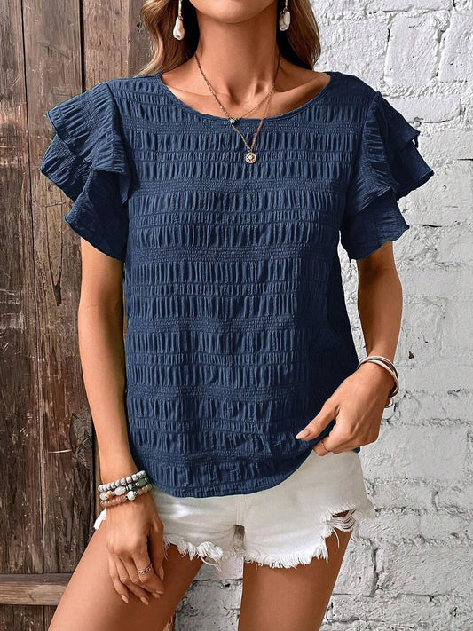 Double Layered Ruffle Sleeve Top