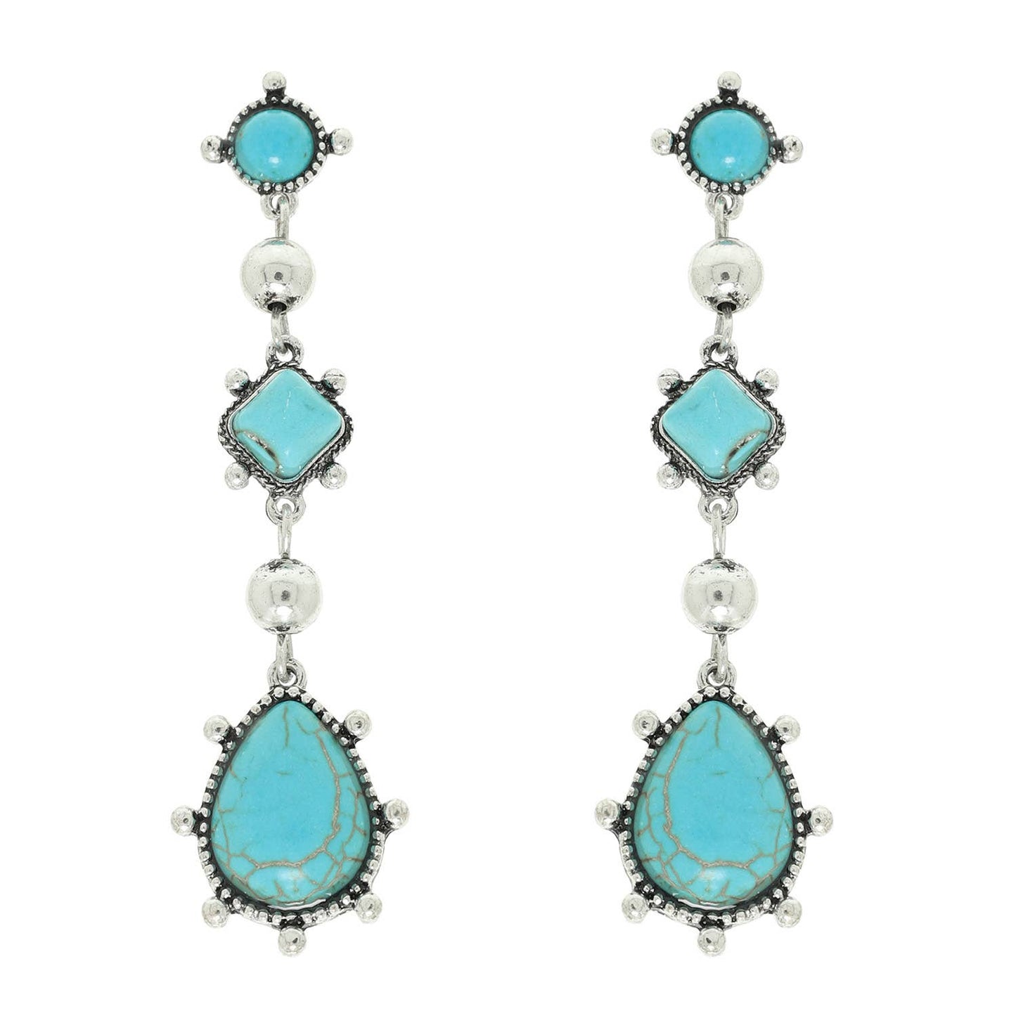 Western Inspired Teardrop Turquoise Post Earrings