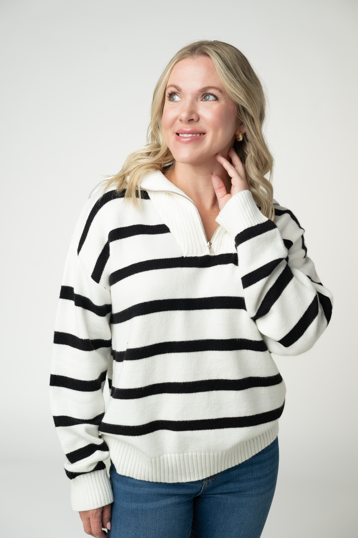 Quarter Zip Striped Pullover