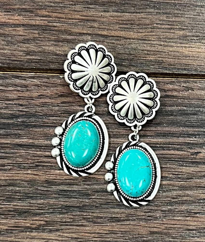 Oval Turquoise Post Earrings