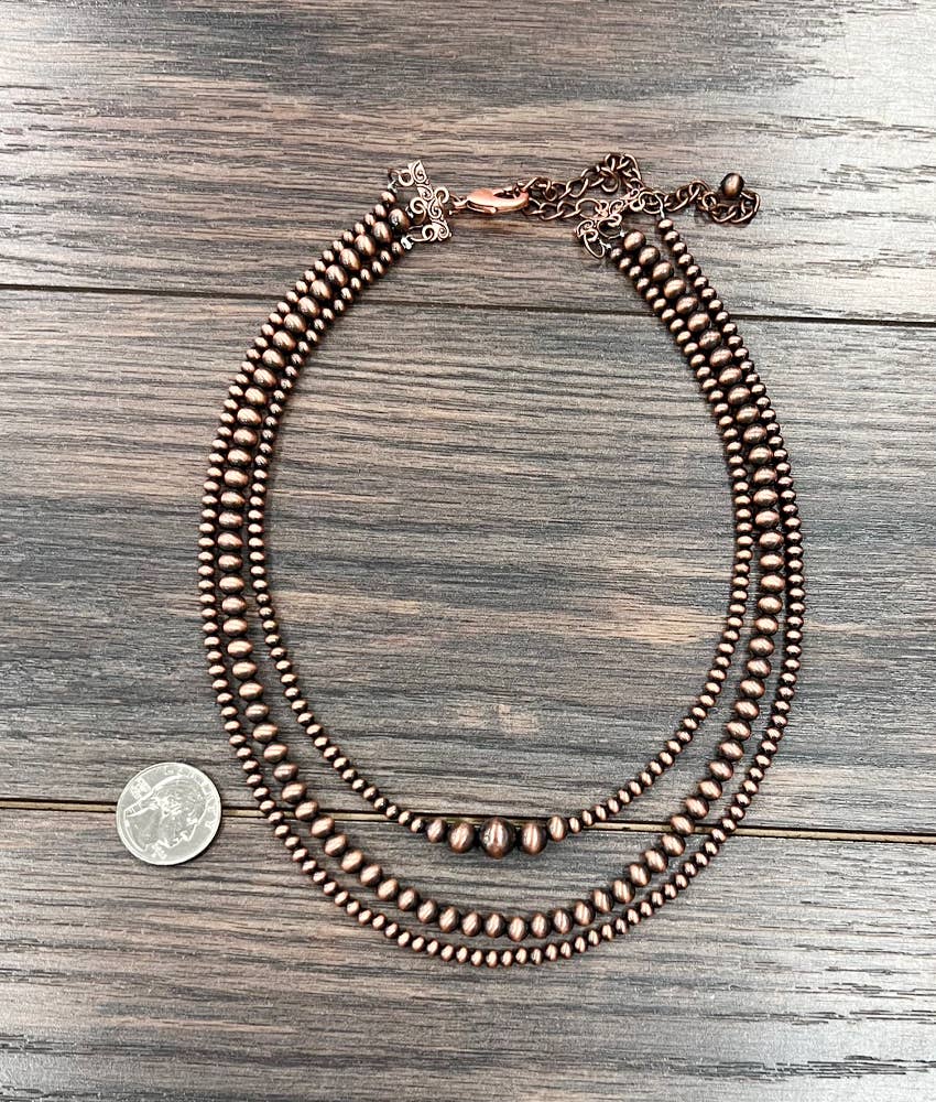 Handmade 18" Copper Navajo Bead Necklace