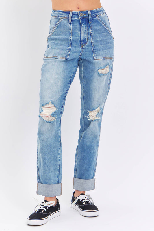 Judy Blue PLUS  Patch Pocket & Destroy BF