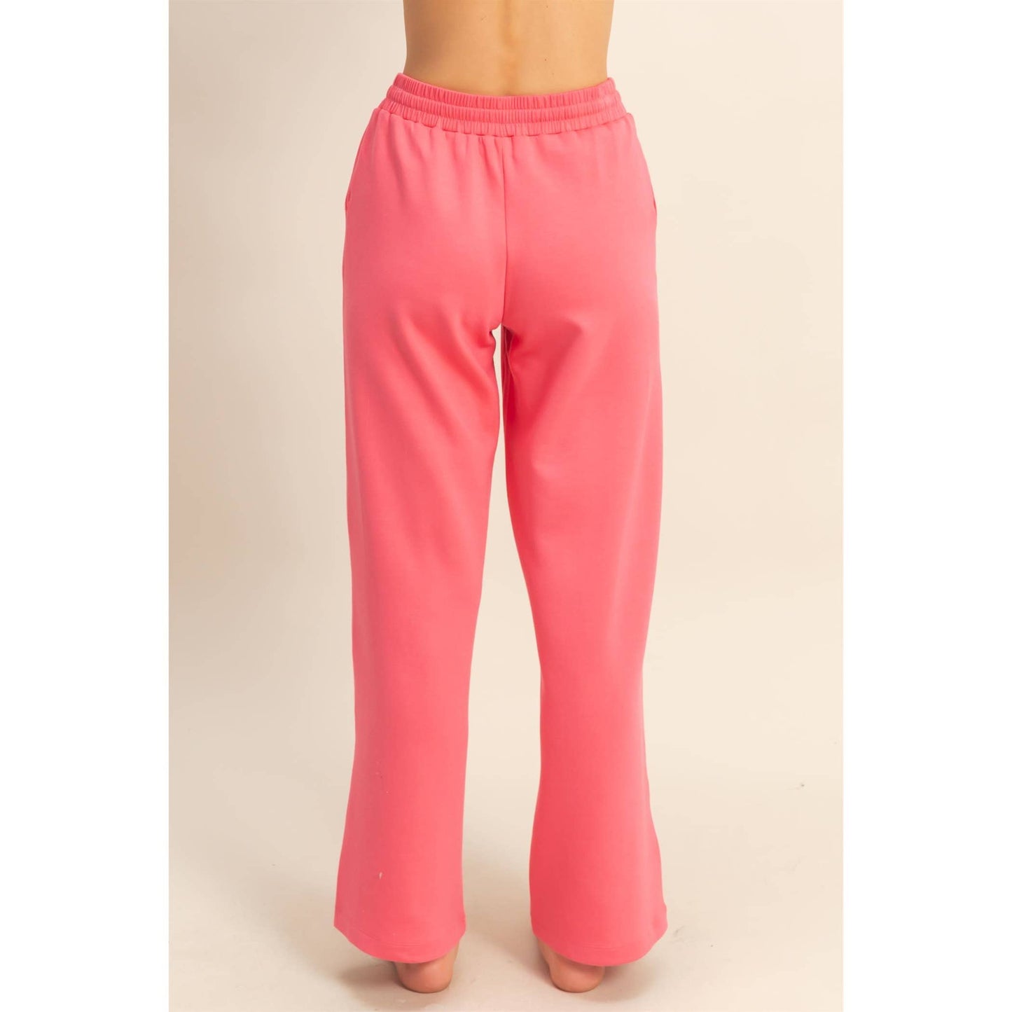 Scuba Knit High-Waist Wide-Leg Drawstring Sweatpants