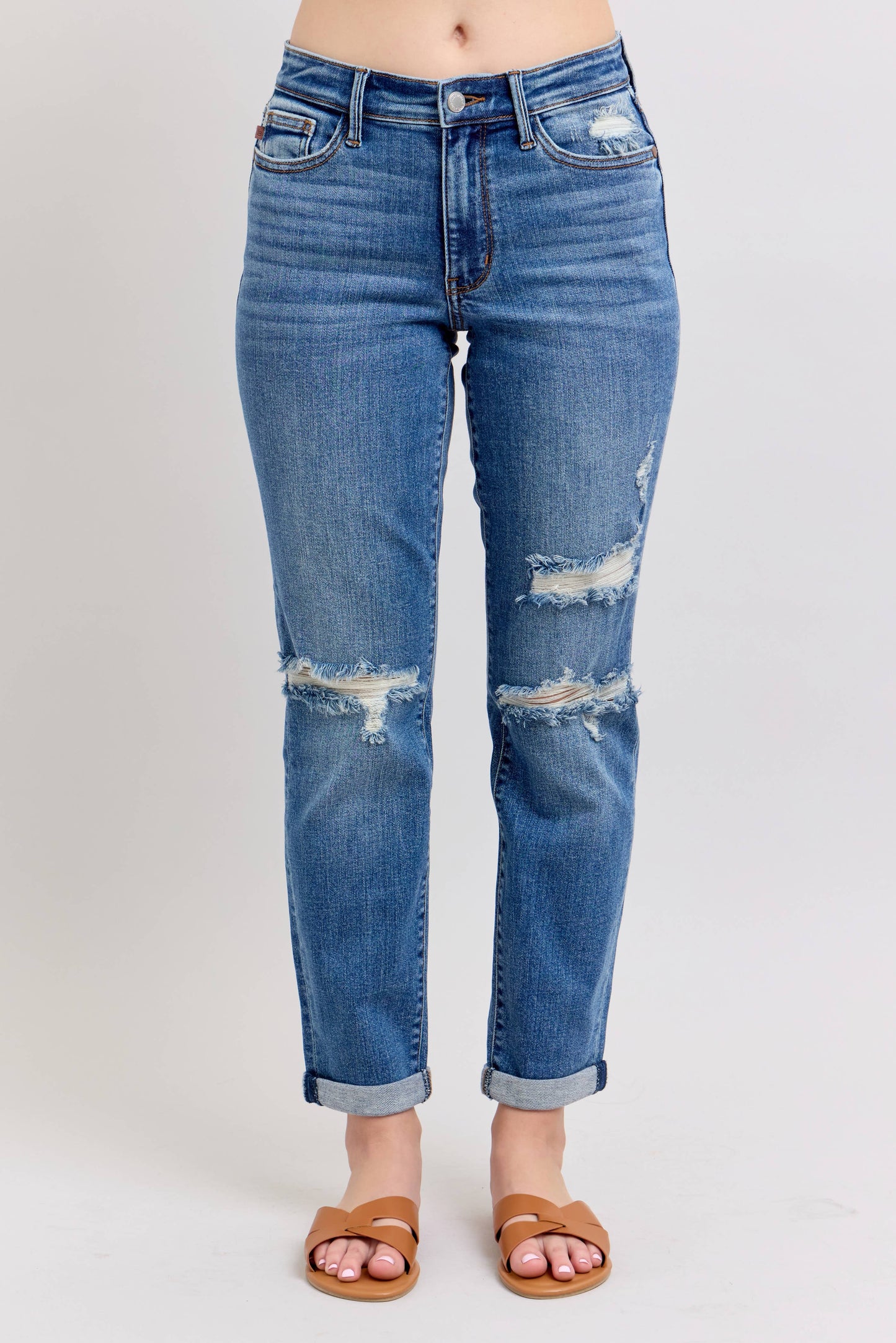 Judy Blue Vintage Wash Boyfriend Fit W/ Destroy