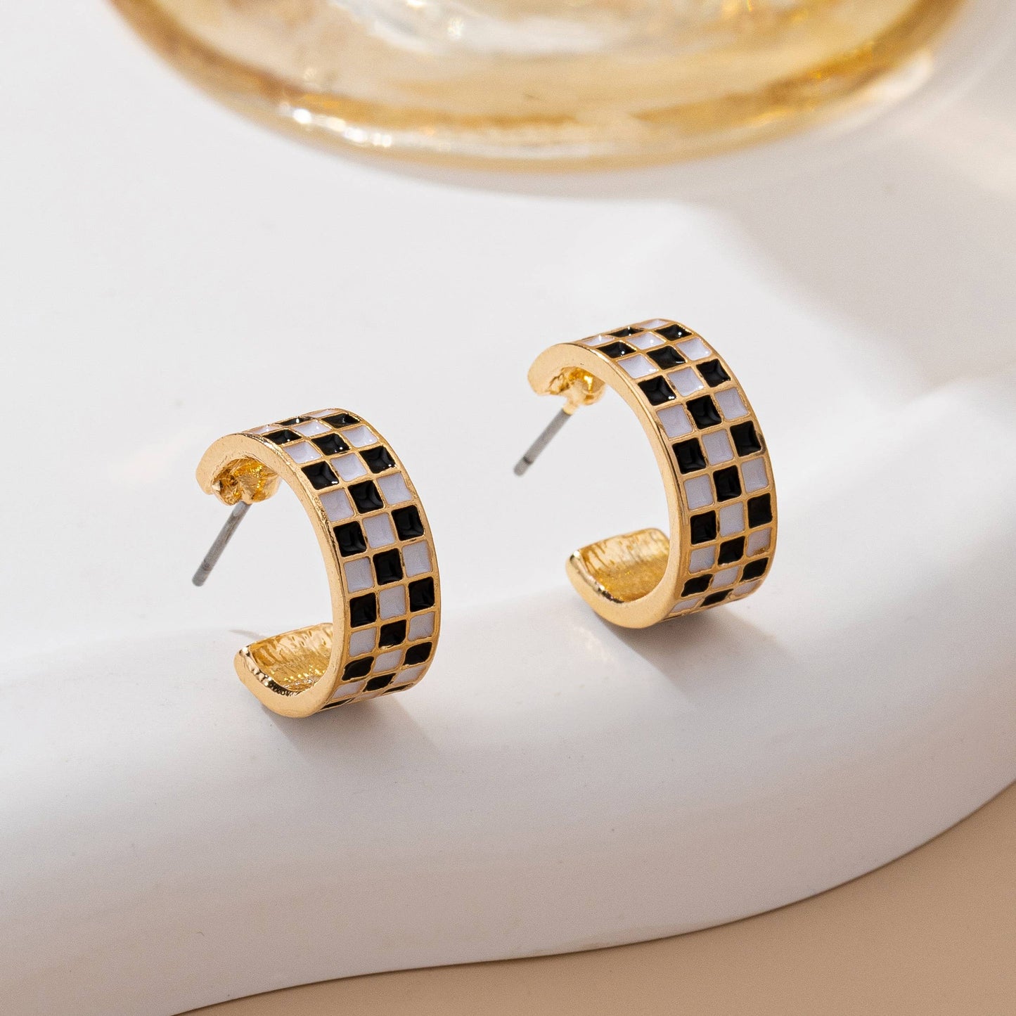 CHECKER   HOOP EARRINGS