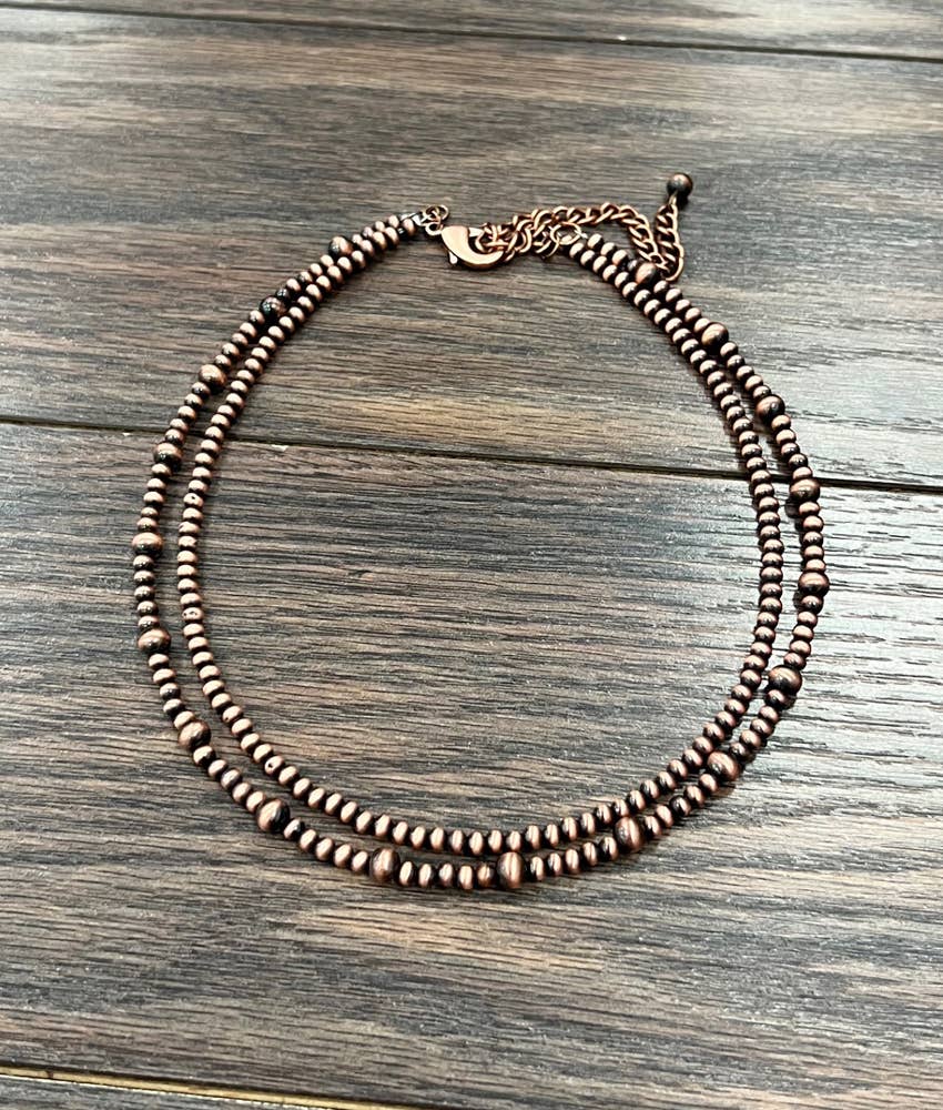 Handmade 16" Copper Navajo Bead Necklace