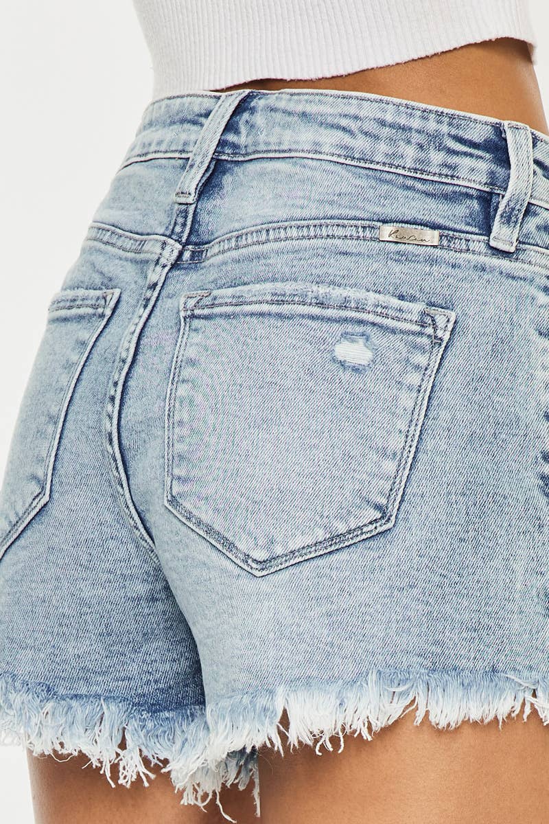 Kancan High Rise Frayed Hem Shorts