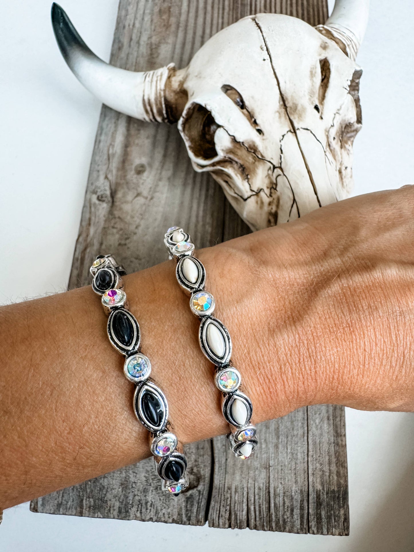 Western Style Stone Stretch Bracelet AB Stone 