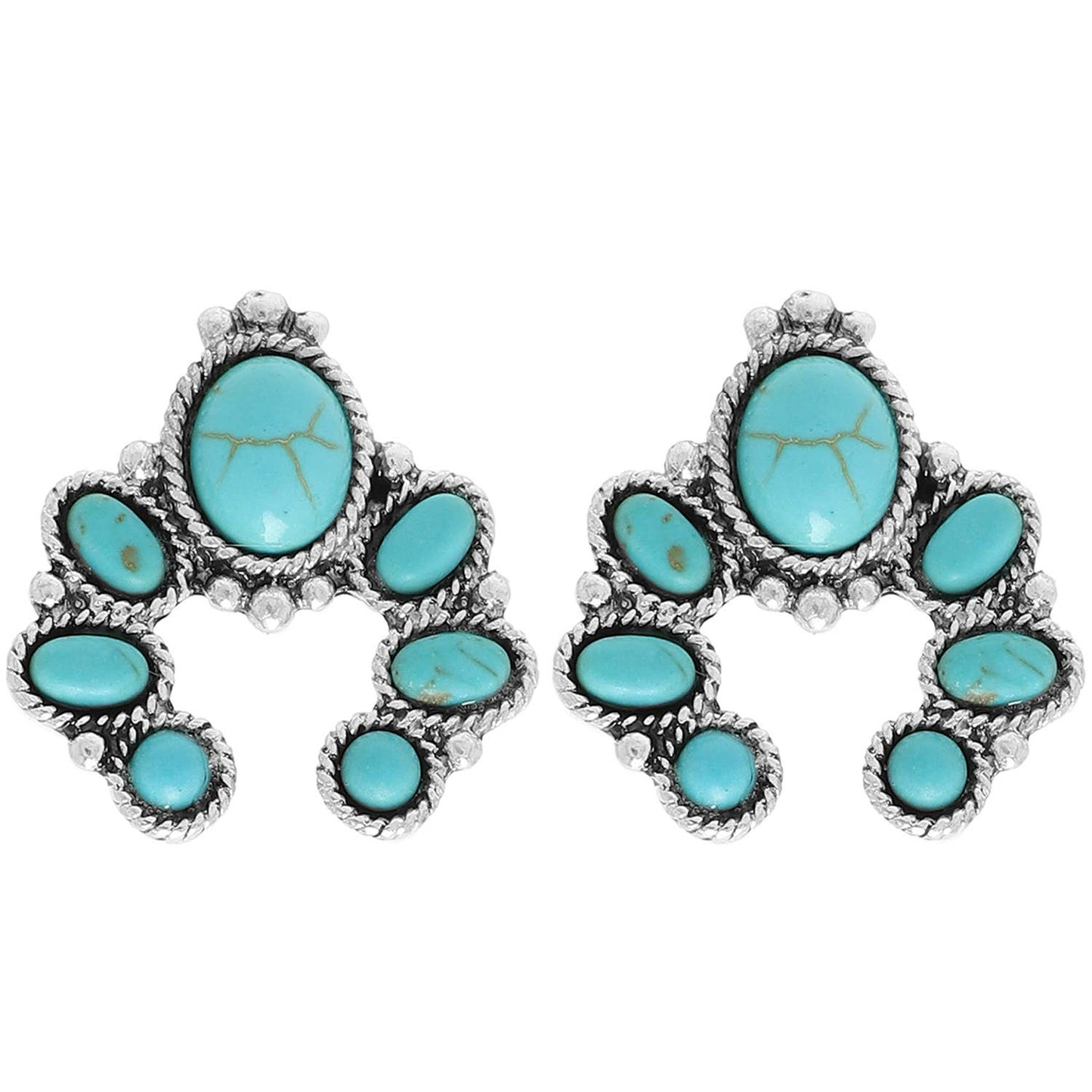 Western Jeweled Squash Blossom Earrings