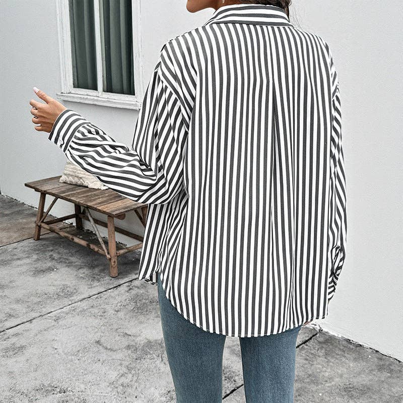 Black&White Striped Button Down Shirt