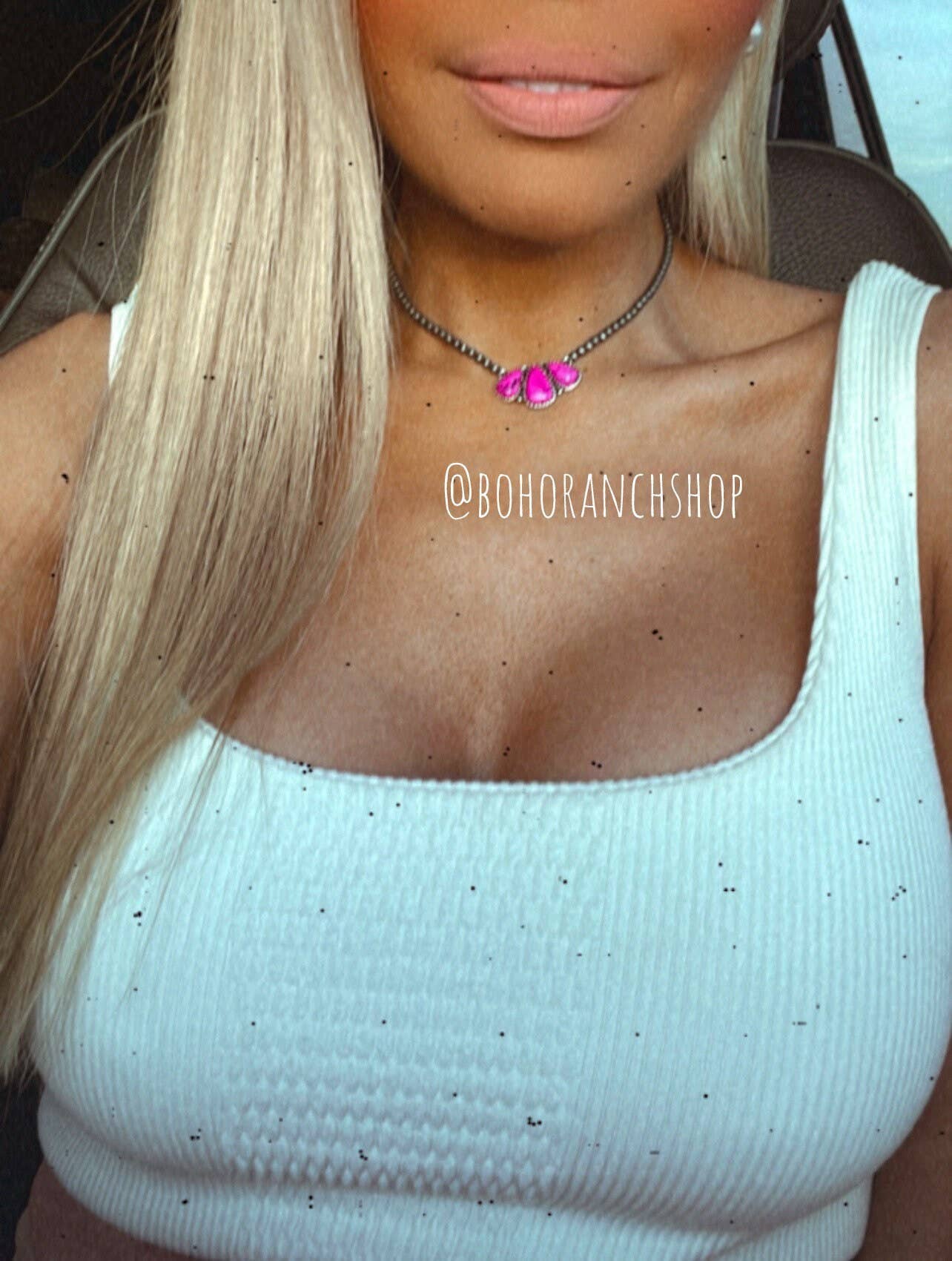 Western Stone Pendant Choker Necklace