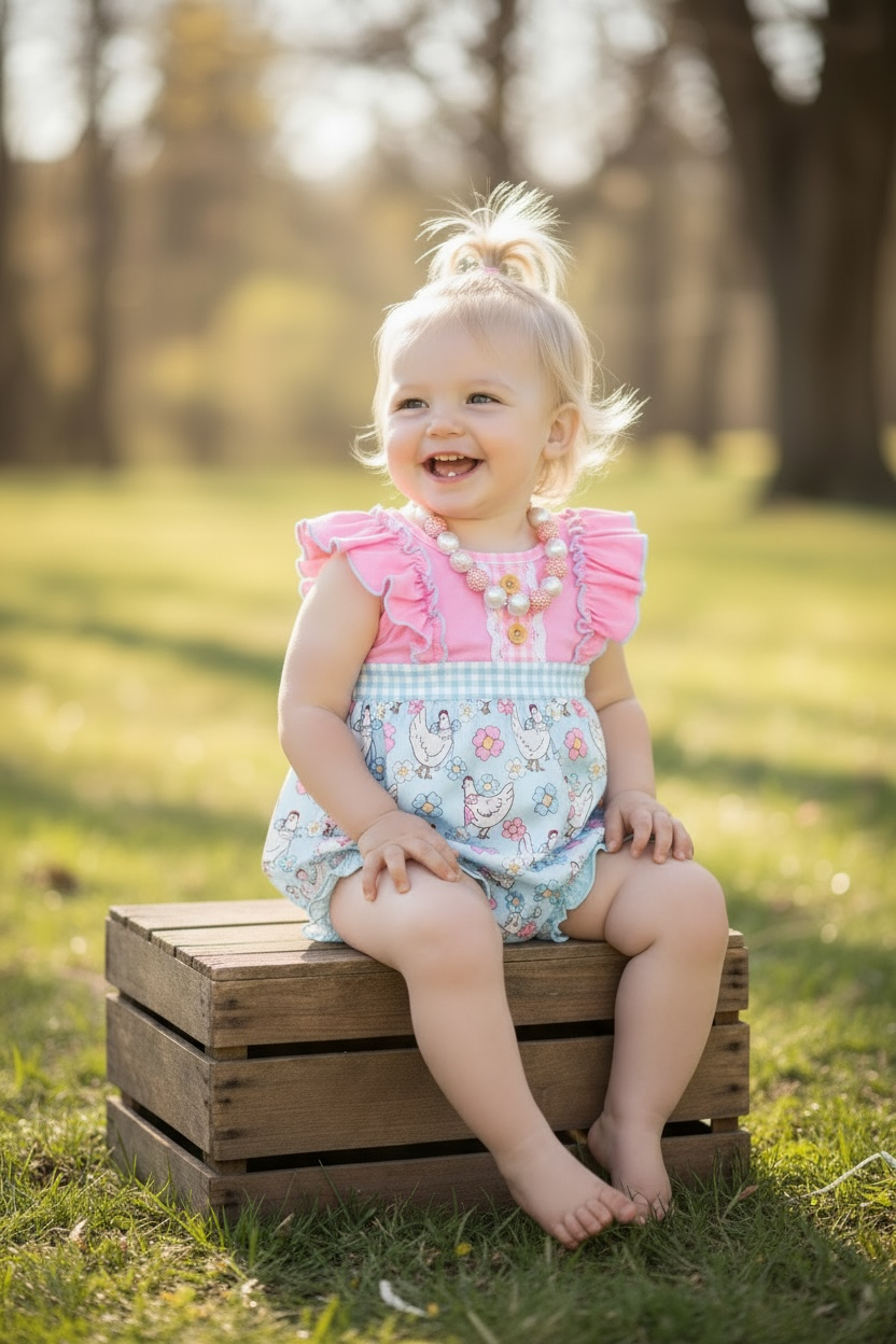 Chicken Print Romper