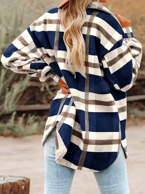 Women's Plaid Button Flannel Shacket