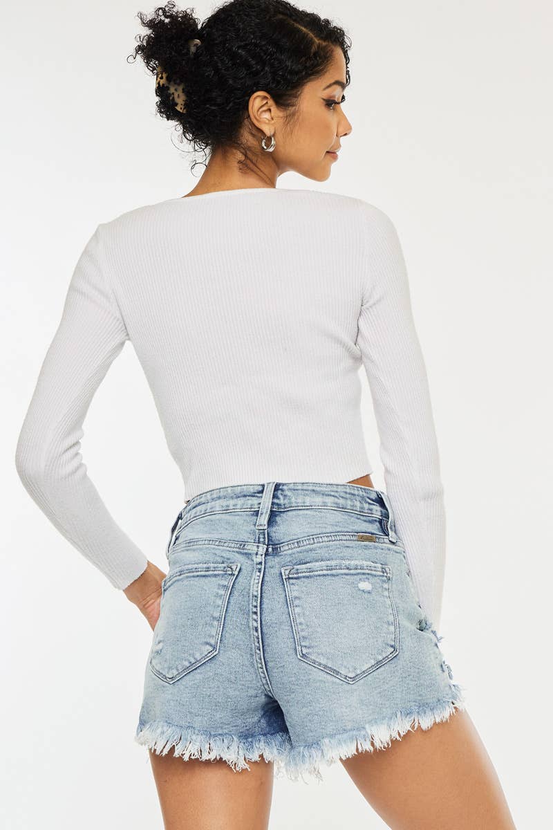 Kancan High Rise Frayed Hem Shorts