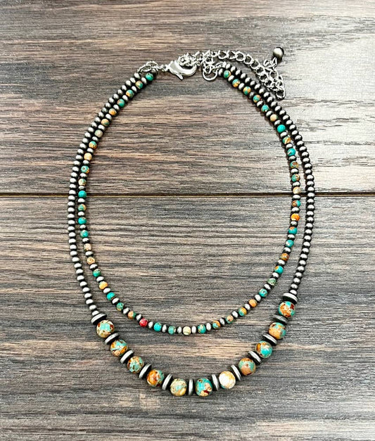 17" 2-strand Navajo Gemstone Necklace
